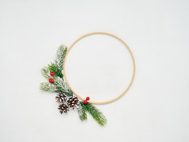 Photo christmas round frame with decorations