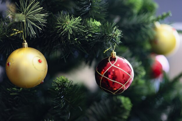 Christmas round shaped toys on twigs