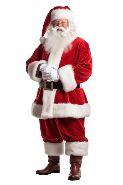 Рождественский портрет Санта-Клауса на белом прозрачном фоне