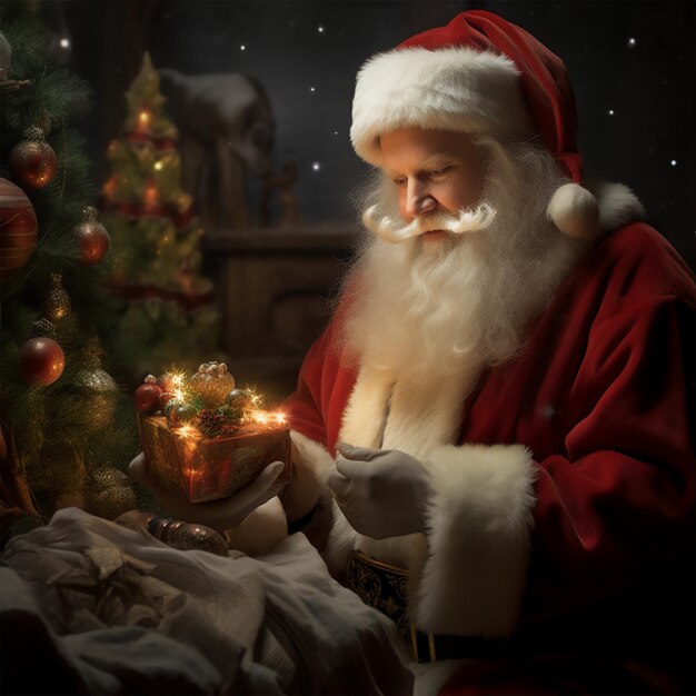 Photo christmas santa clause with a gift