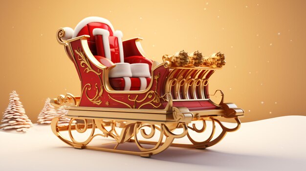 Christmas Santa sleigh red and golden sledge