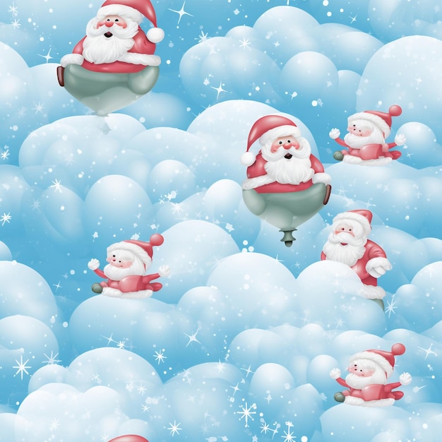 Christmas Santa in snow wrapping paper