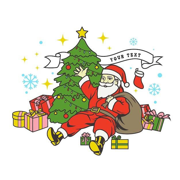 christmas santa tree illustration