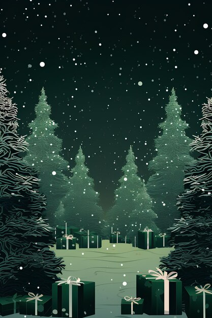 A christmas scene of snow and presents in the style of happy christmas background