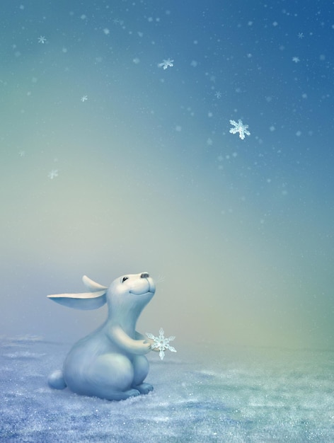 Christmas scene with rabbit