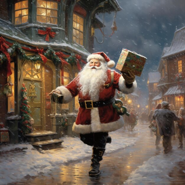 Christmas scene with Santa Claus