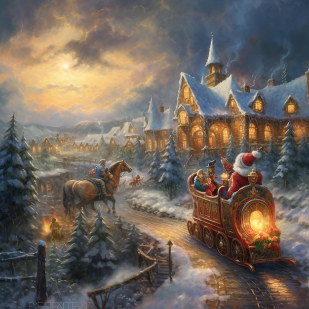 Christmas scene with Santa Claus