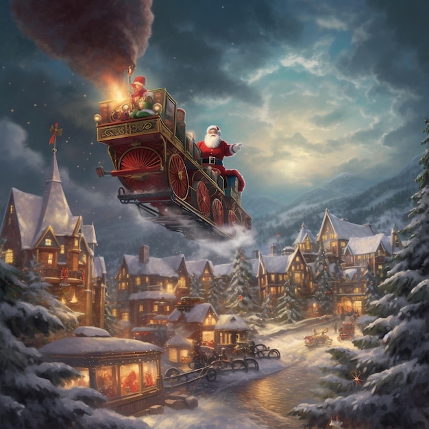 Christmas scene with Santa Claus