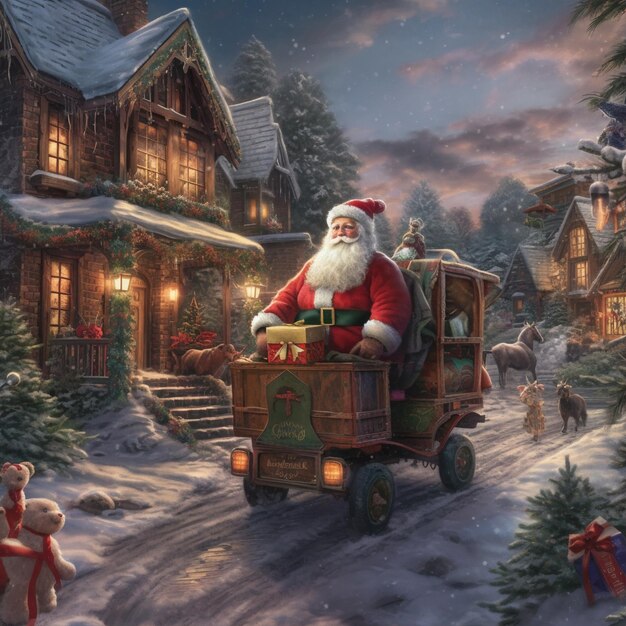 Christmas scene with Santa Claus