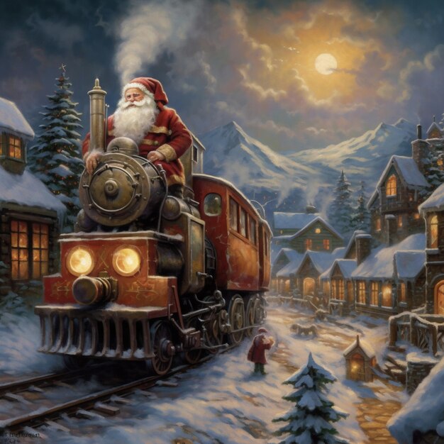 Christmas scene with Santa Claus