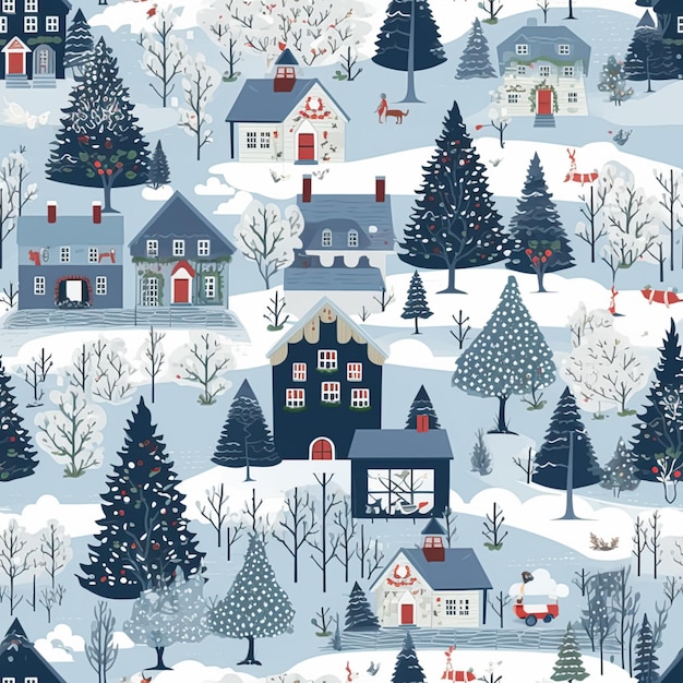 Christmas seamless pattern English cottage tileable holiday country style print for wallpaper wrapping paper scrapbook fabric and product design idea