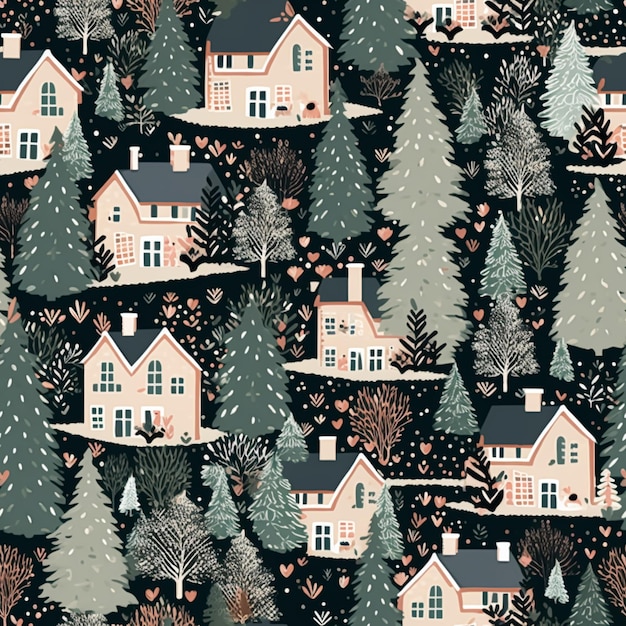 Christmas seamless pattern English cottage tileable holiday country style print for wallpaper wrapping paper scrapbook fabric and product design