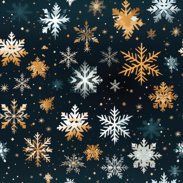 Christmas seamless pattern of golden snowflakes