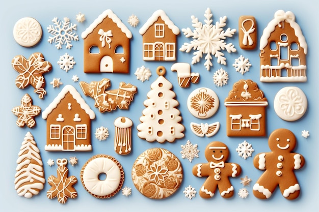 Christmas seamless pattern of holiday cookies AI generated