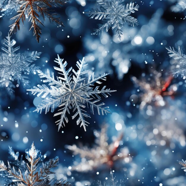 Christmas seamless pattern of winter snowflakes