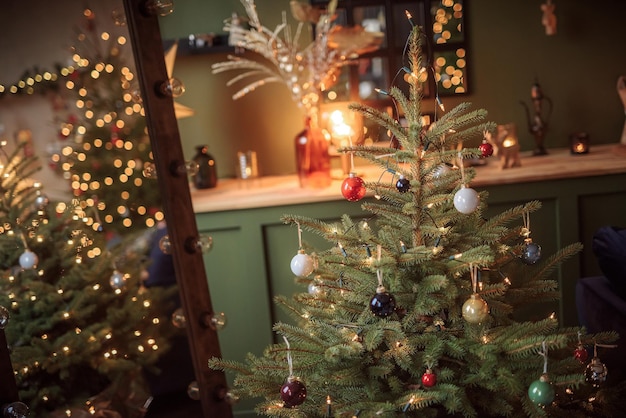 Foto decorazioni natalizie con luci bokeh concetto di natale
