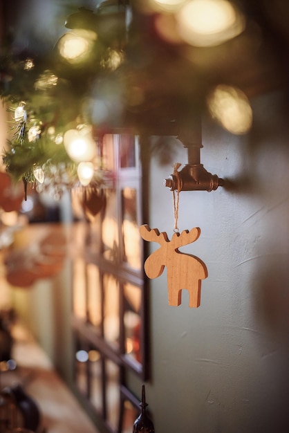 Christmas season decorations with bokeh lights Christmas concept