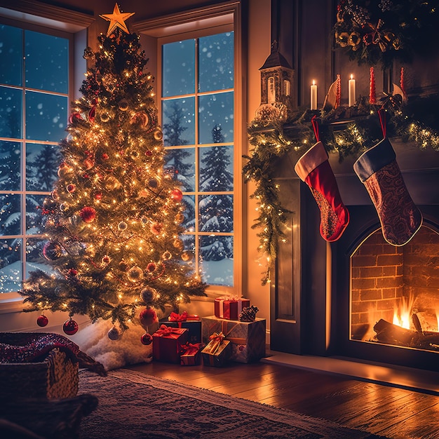 Christmas setting in warm atmosphere