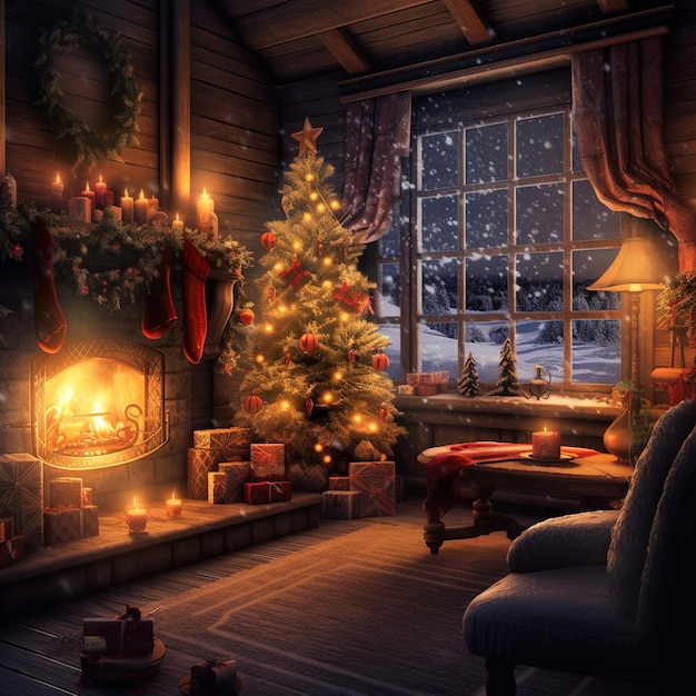 Christmas setting in warm atmosphere