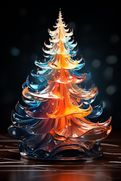 Christmas shiny tree from colorful glasson black background Desing for card print backdrop