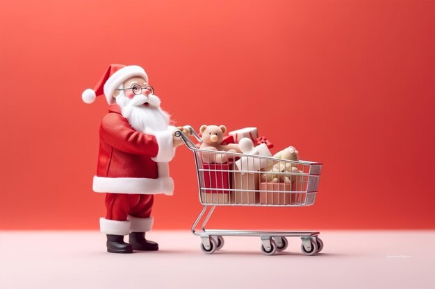 christmas shopping banner santa claus holding mega