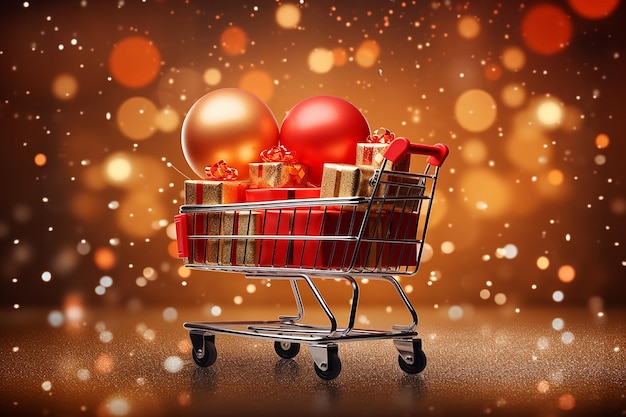 Christmas Shopping Trailer and Cart in Artistic Style