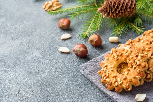 Christmas shortbread cookies with nuts.