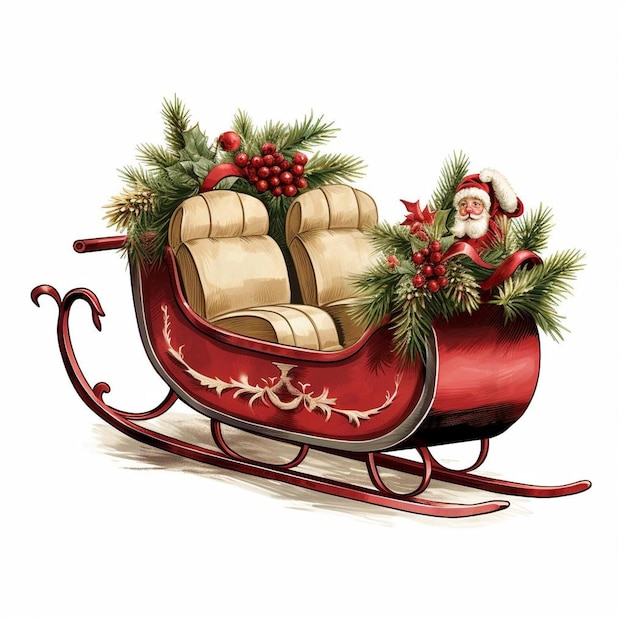 Photo a christmas sleigh with a santa clause on it