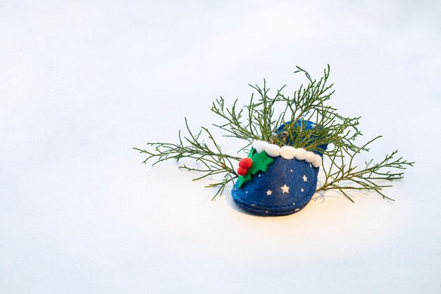Christmas slippers with juniper branches