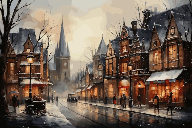 Christmas snow on a cold night 3D illustration