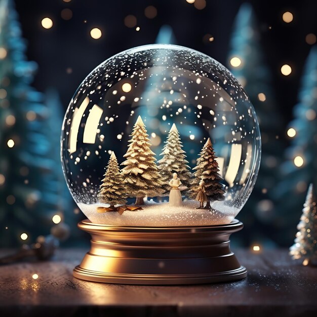 Christmas snow glass winter ball template round podium studio space for objects festive design