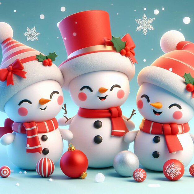 Photo christmas snow man cute 3d model