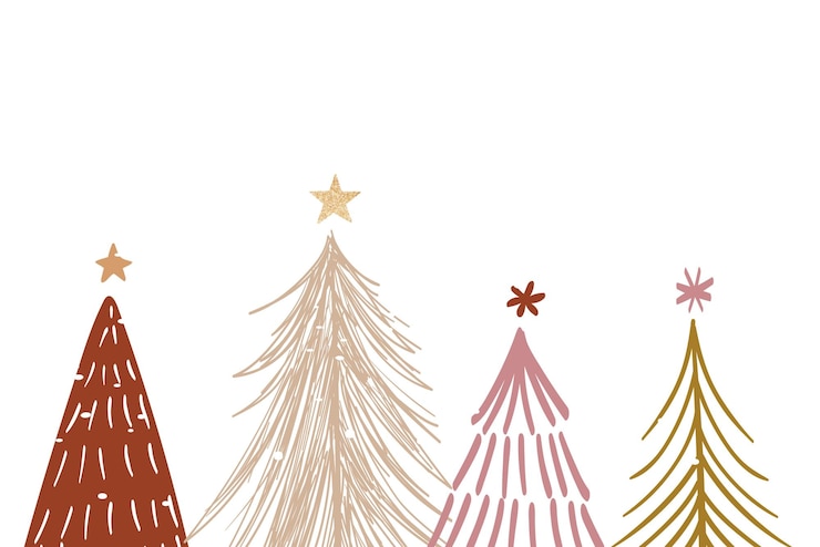 Photo christmas snow png background pine trees border red doodle design
