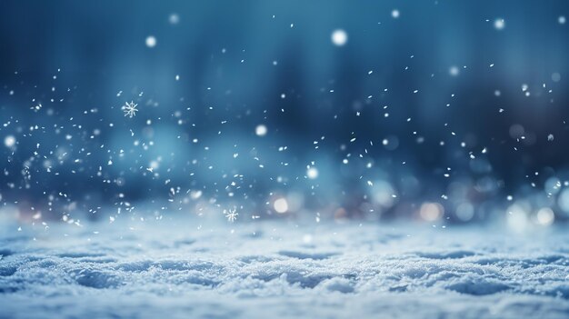 Christmas snowflake background illustration featuring bokeh defocused lights and snowflakes generative ai