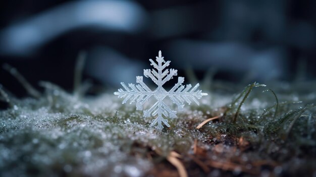 写真 ぼんやりした背景のクリスマスの雪花 generative ai