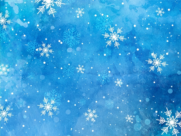 Christmas snowflakes on watercolour background