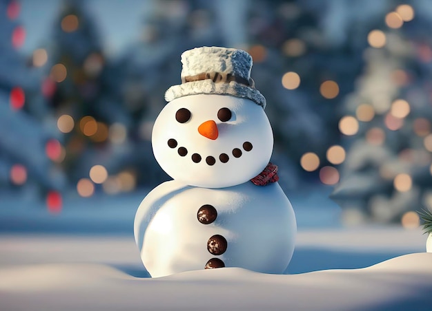 Christmas Snowman character cute snowman in christmas scenery animated illustration