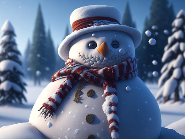 christmas snowman outdoor decorations and snowman cartoon christmas illustration ai generative