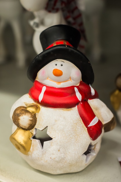 Christmas snowman on wood