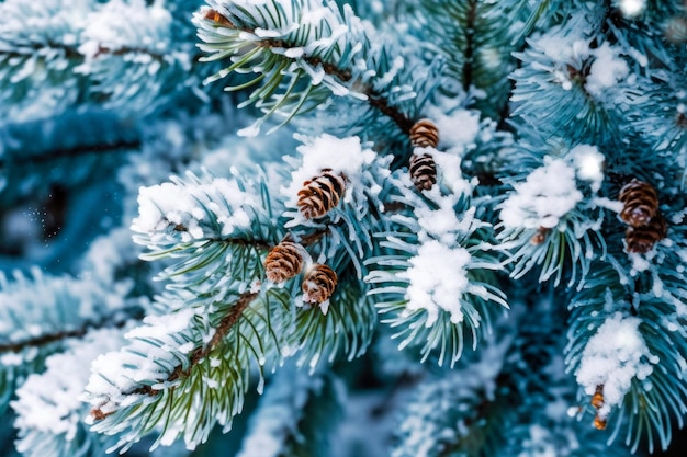 Christmas snowy fir tree branches background