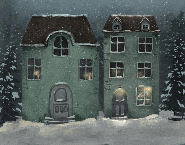 Christmas Snowy Village Card