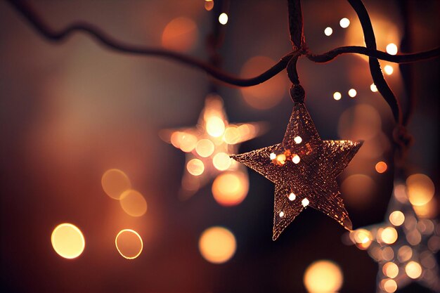 Christmas star with shiny defocused lightsgenerative ai