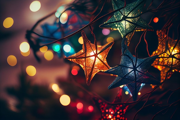 Christmas star with shiny defocused lightsgenerative ai