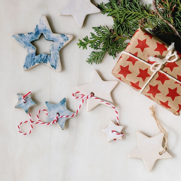 Christmas stars and gifts