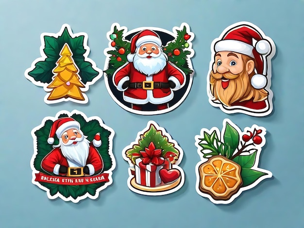 Photo christmas sticker design realistic generative ai