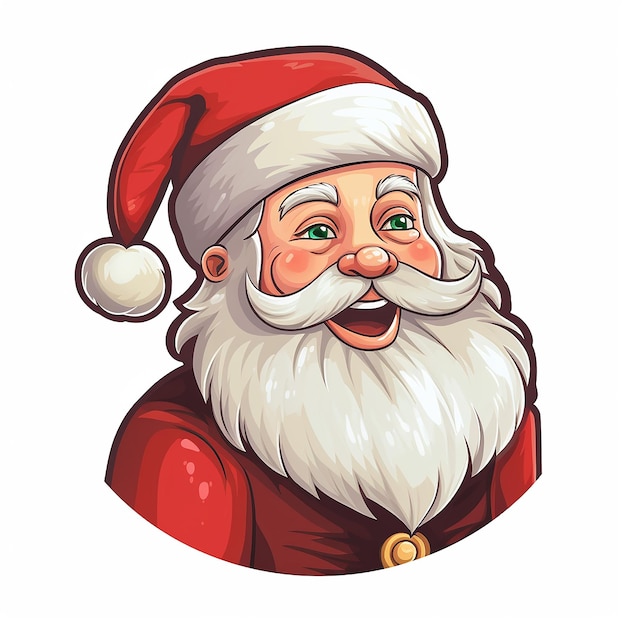 Christmas sticker with santa clause on white isolated background