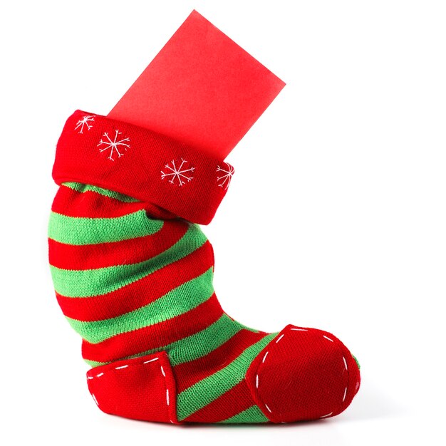 Christmas Stocking with card isolated