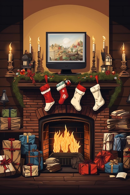 christmas stockings hanging on the fireplace