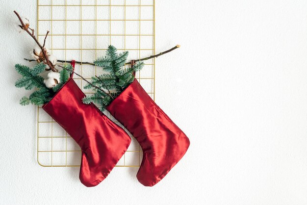 Photo christmas stockings on a mood board