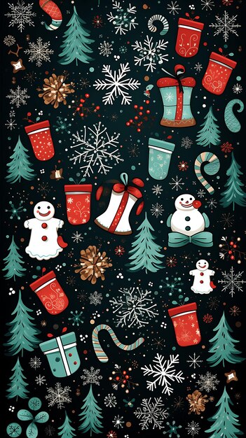 写真 クリスマス・ストッキング シームレス・パターン クリスマス・エレメント 包装紙 靴下 シームレス・テクスチャー